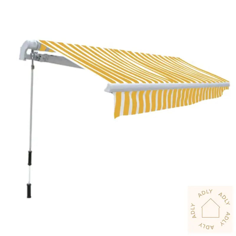 Foldbar Markise Manuell 300 Cm Gul/Hvit