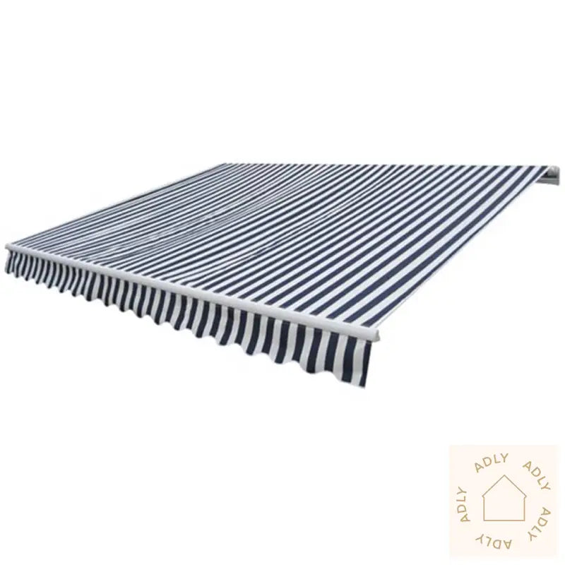 Foldbar Markise Manuell 300 Cm Blå/Hvit