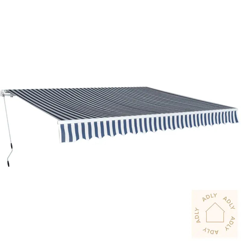 Foldbar Markise Manuell 400 Cm Blå/Hvit