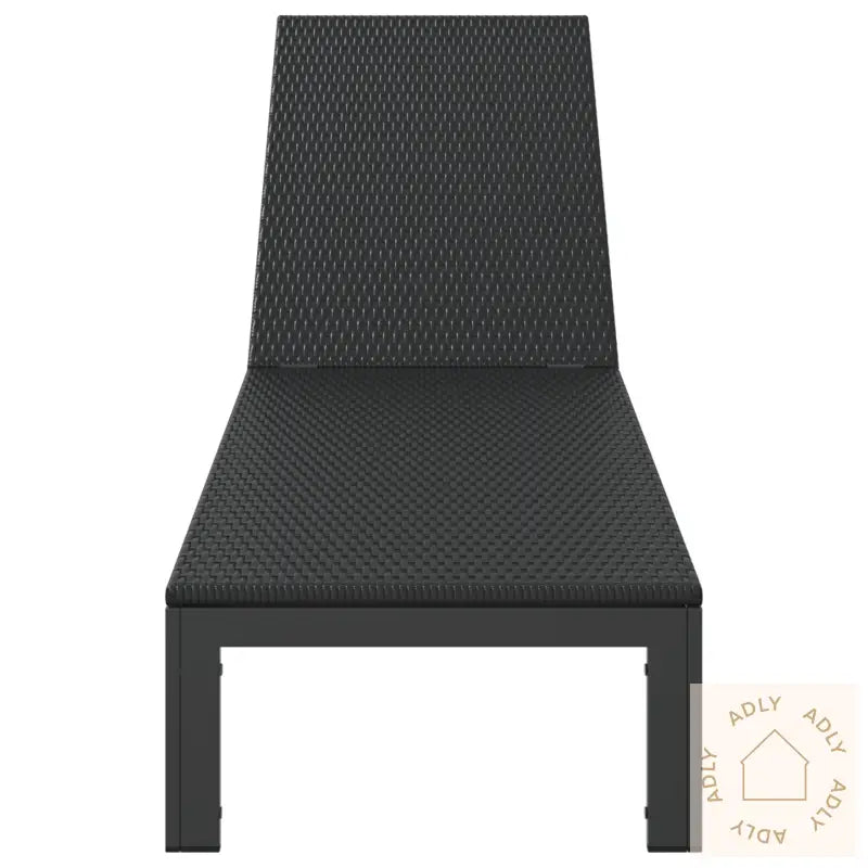 Solseng Med Hjul Svart Poly Rattan