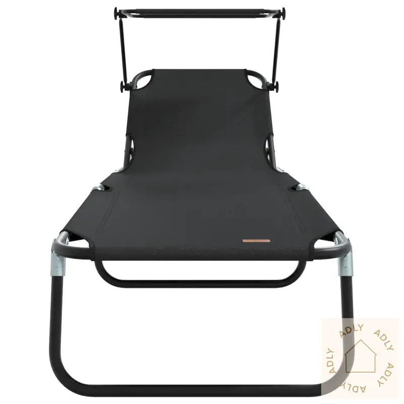 Sammenleggbart Solstol Med Baldakin Svart 600D Oxford Stoff
