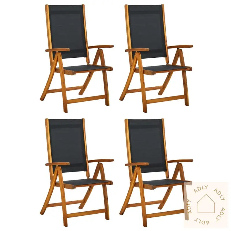 Sammenleggbare Stoler 4 Stk Heltre Akasie Og Textilene
