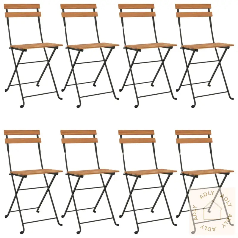 Sammenleggbare Bistrostoler 8 Stk Heltre Teak Og Stål