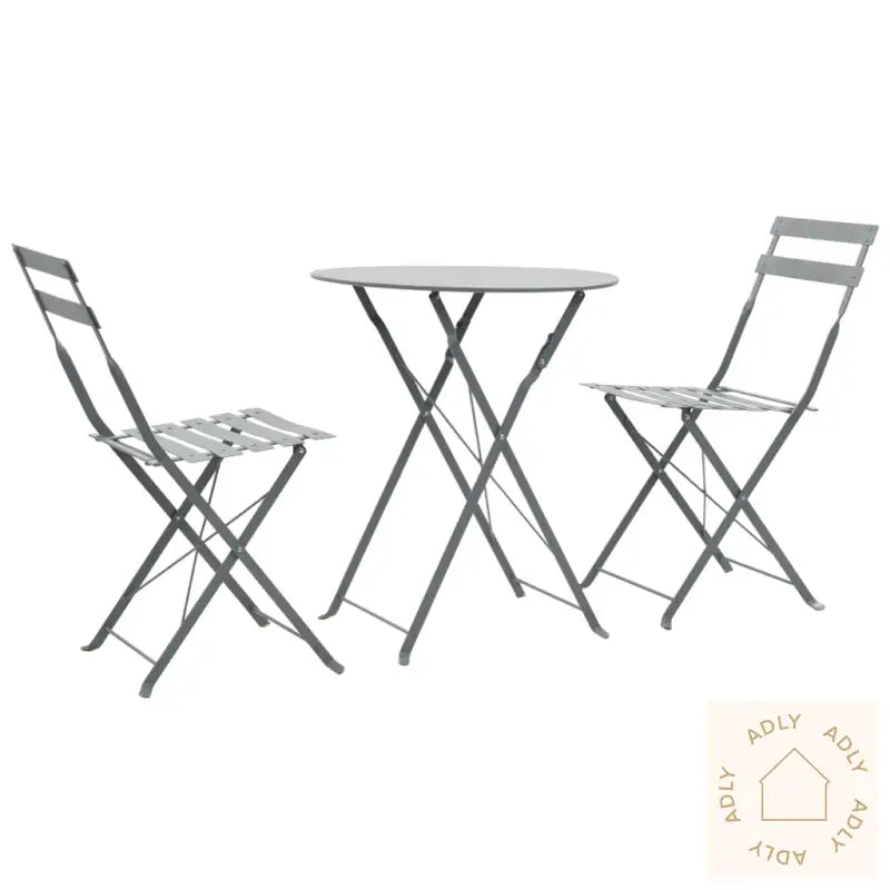 Bistrosett 3 Deler Stål Grå