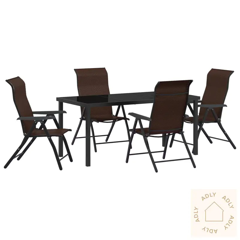 5-Delt Hage Spisebordsett Brun Poly Rattan