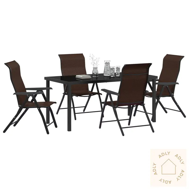 5-Delt Hage Spisebordsett Brun Poly Rattan