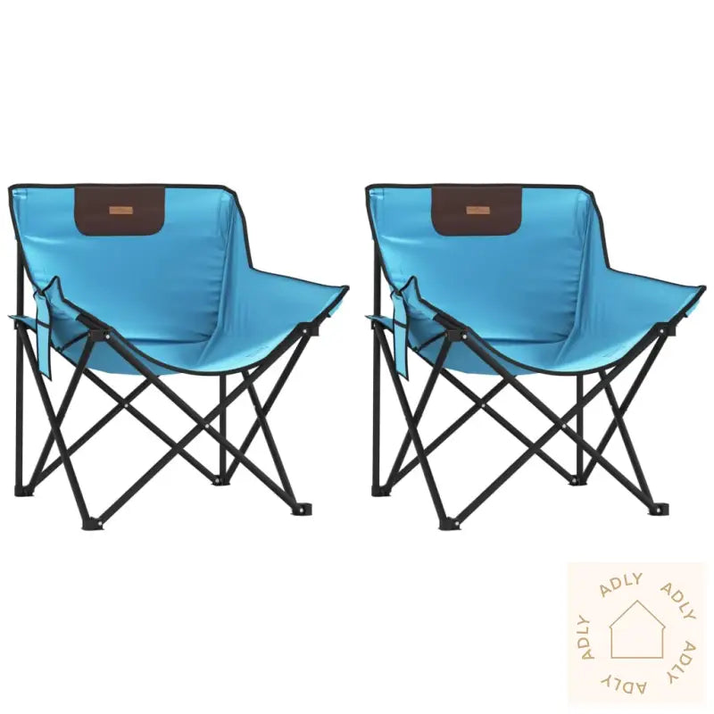 Campingstoler Med Lomme 2 Stk Sammenleggbar Lyseblå