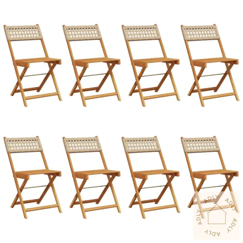 Sammenleggbare Hagestoler 8 Stk Beige Polyrotting Og Heltre