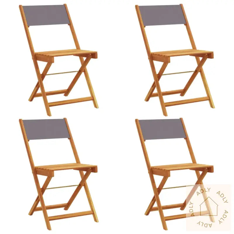 Sammenleggbare Hagestoler 4 Stk Antrasitt Stoff Og Heltre