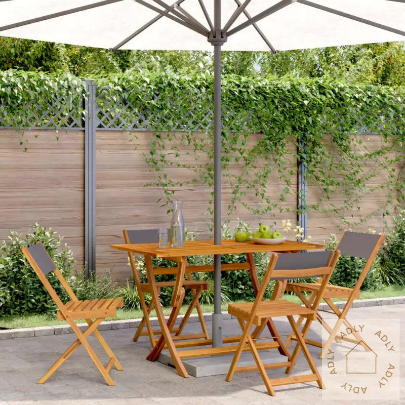 Sammenleggbare Hagestoler 4 Stk Antrasitt Stoff Og Heltre