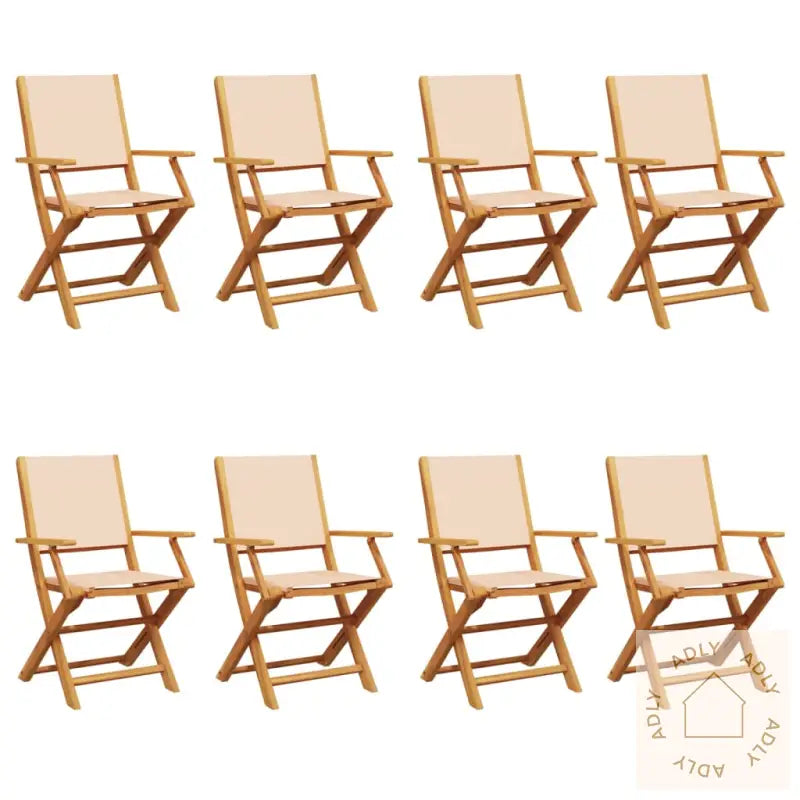 Sammenleggbare Hagestoler 8 Stk Beige Stoff Og Heltre