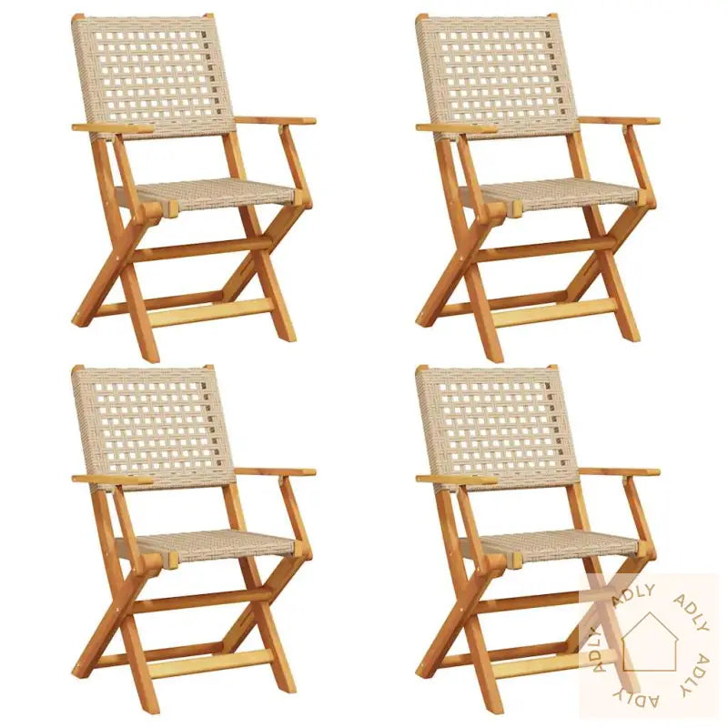 Sammenleggbare Hagestoler 4 Stk Beige Polyrotting Og Heltre