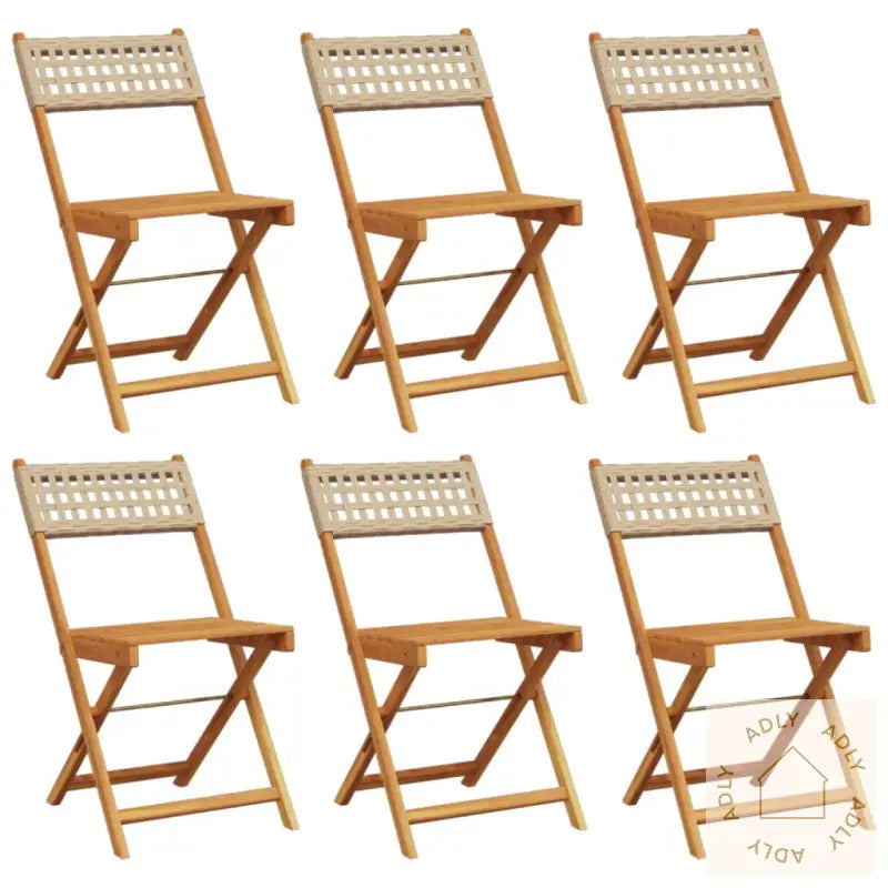 Sammenleggbare Hagestoler 6 Stk Beige Polyrotting Og Heltre
