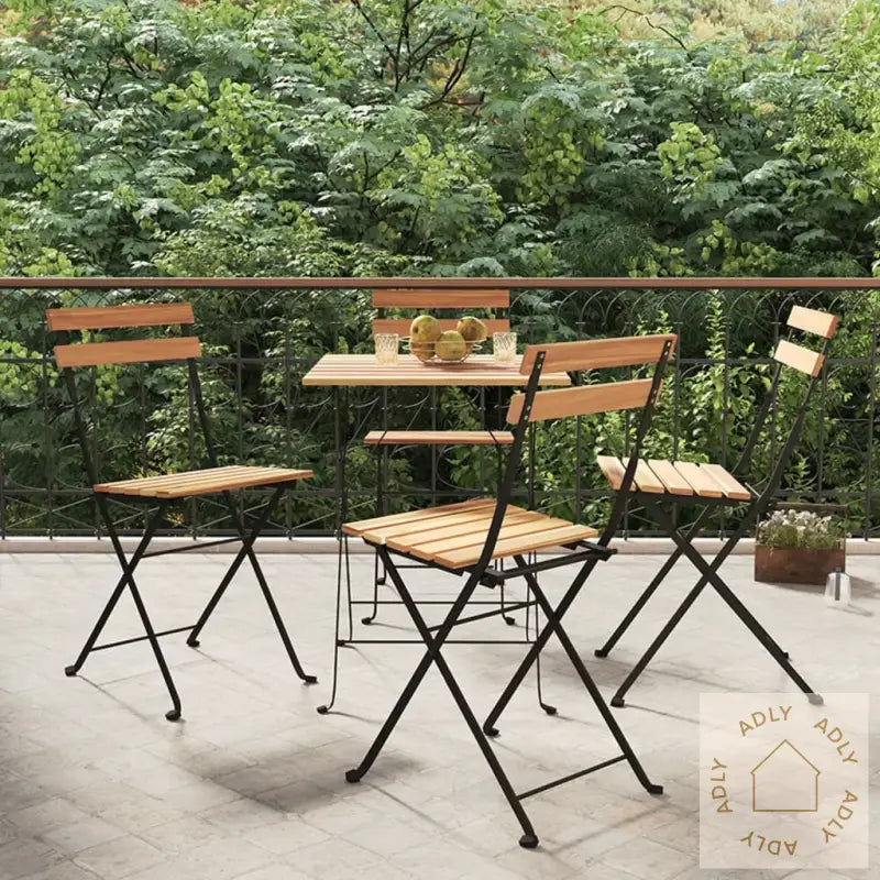 Sammenleggbare Bistrostoler 4 Stk Heltre Teak Og Stål