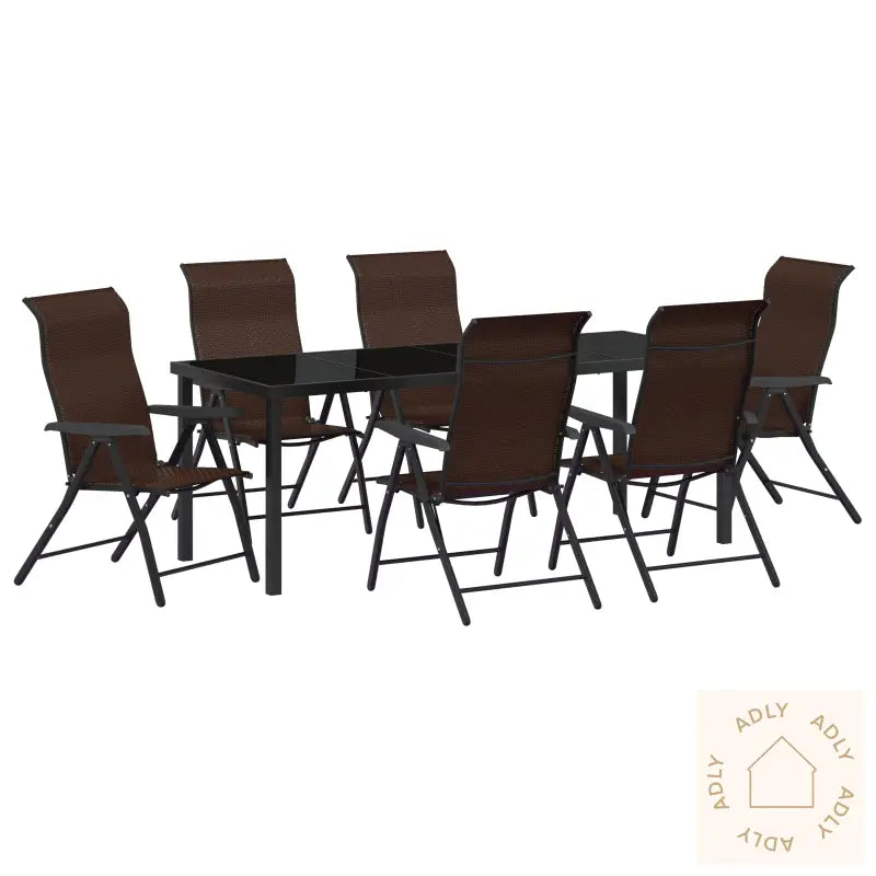 7-Delt Hage Spise Sett Brun Poly Rattan