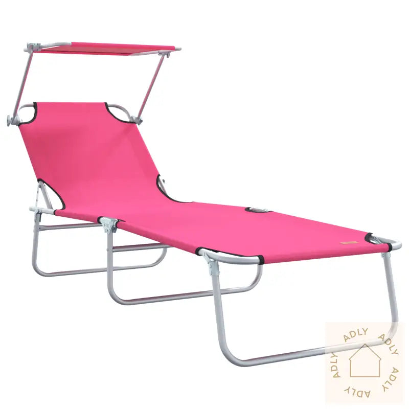 Sammenleggbare Solstoler 2 Stk Med Parasoll Rosa 600D Oxford-Stoff