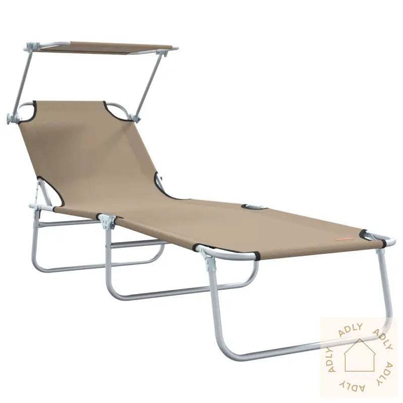Sammenleggbare Solstoler 2 Stk Med Parasoll Taupe 600D Oxford Stoff