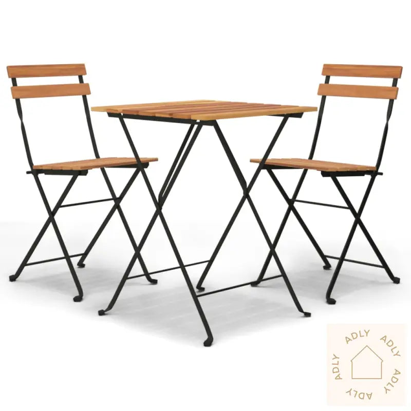 Sammenleggbart Bistrosett 3 Deler Heltre Teak Og Stål