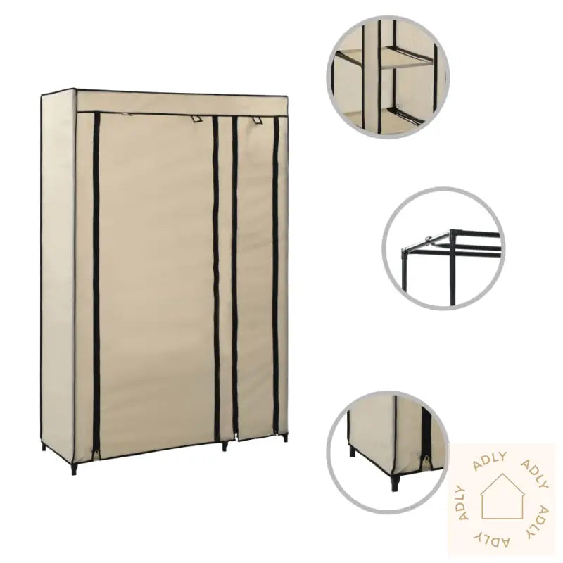 Sammenleggbar Garderobe Kremfarget 110X45X175 Cm Stoff