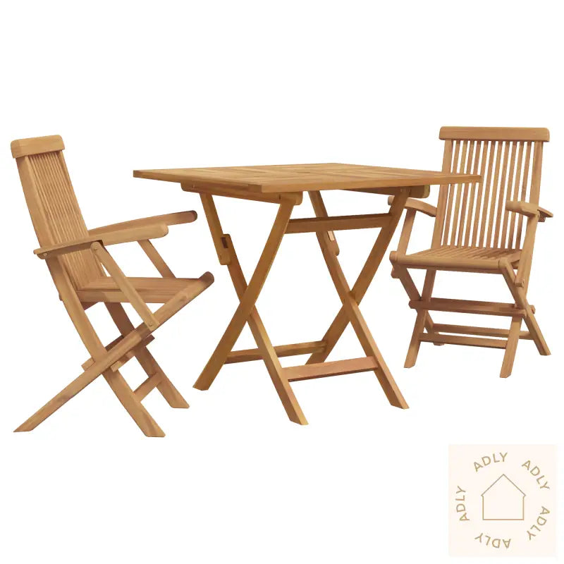 3 Delers Sammenleggbart Hage Bistro Set Solid Tre Akasietre