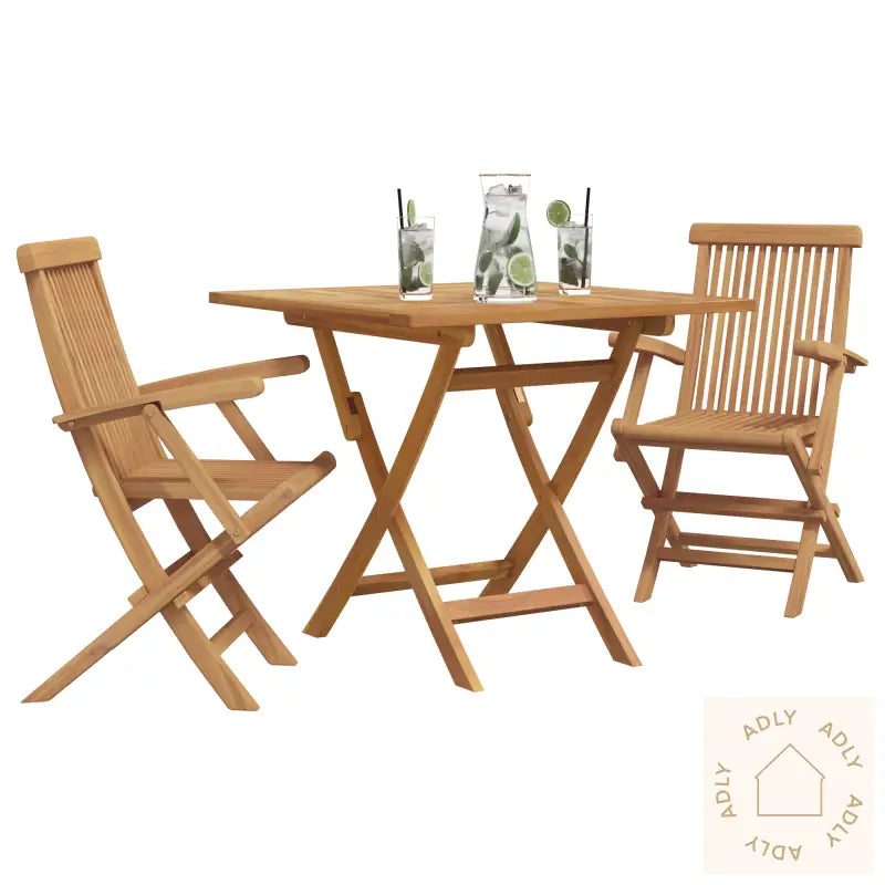 3 Delers Sammenleggbart Hage Bistro Set Solid Tre Akasietre