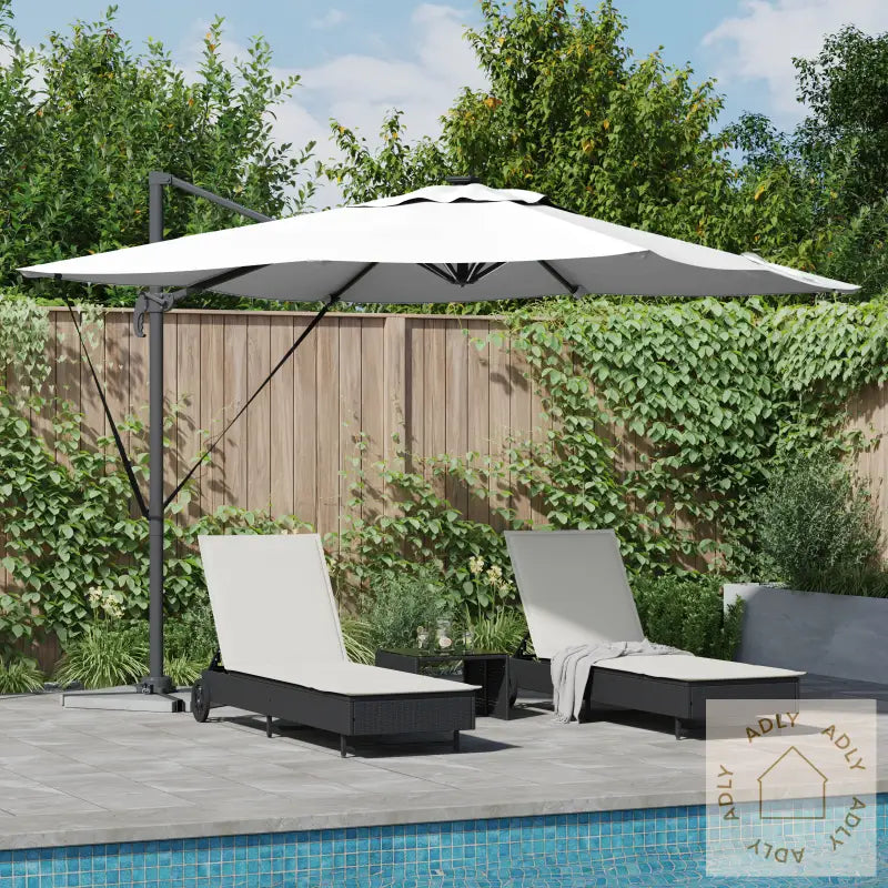 Cantilever Roma Parasoll Med Led-Lys Sand 286X285X270 Cm Aluminium