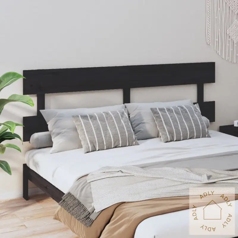 Sengegavl Svart 184X3X81 Cm Heltre Furu