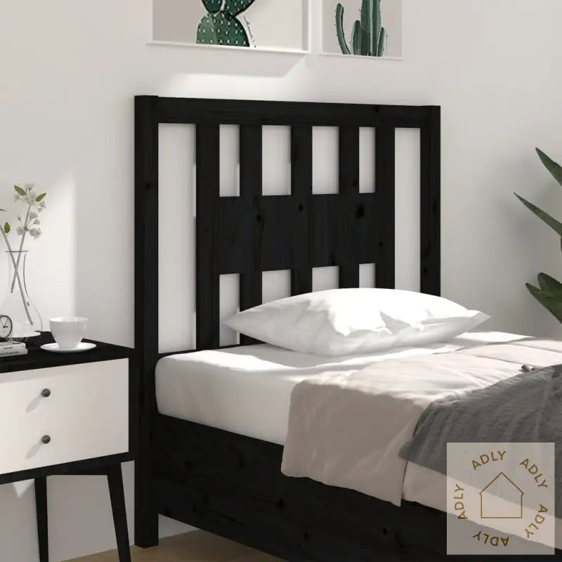 Sengegavl Svart 81X4X100 Cm Heltre Furu