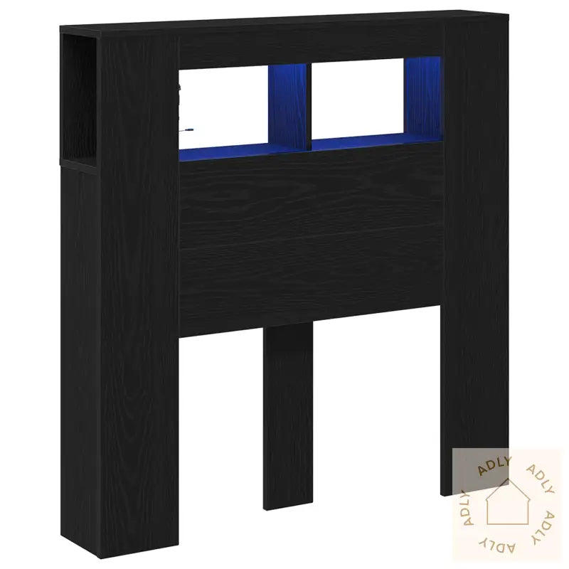 Oppbevaringshodegjerde Med Led-Lamper Svart Eik 100X18,5X103,5 Cm