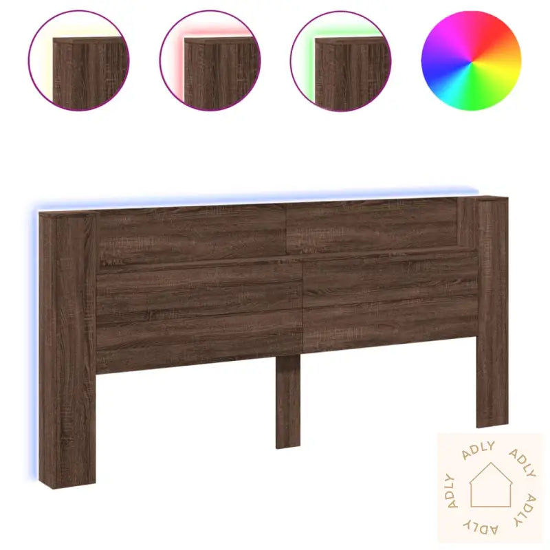 Hodegavl Skap Med Led Brun Eik 220X16,5X103,5 Cm