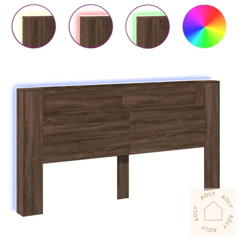 Hodegavl Skap Med Led Brun Eik 200X16,5X103,5 Cm