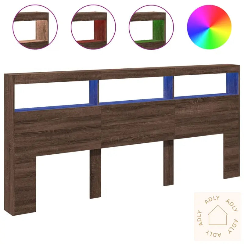 Hodegavl Skap Med Led Brun Eik 220X17X102 Cm