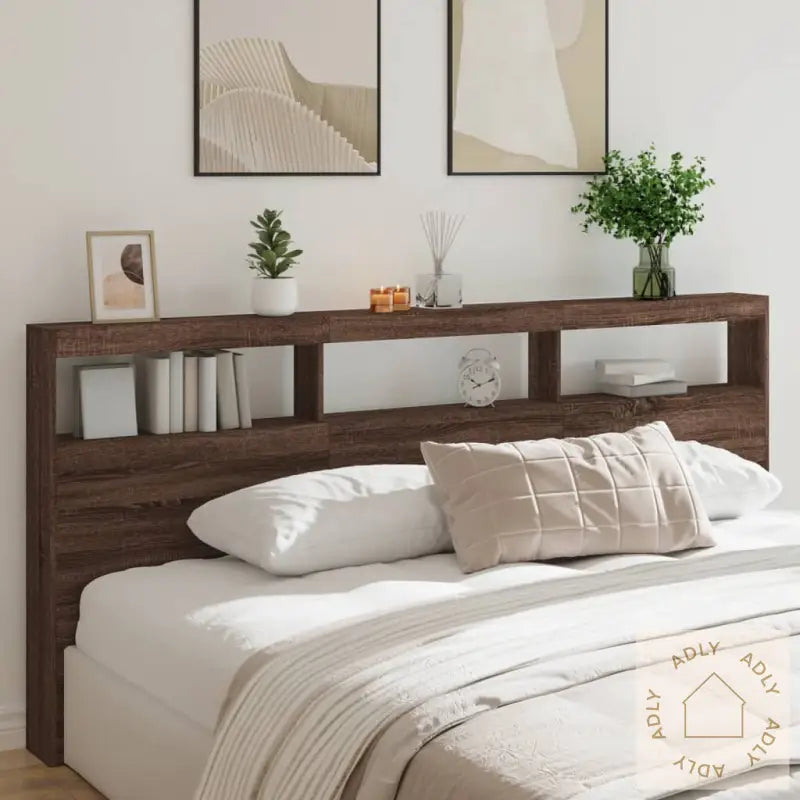 Hodegavl Skap Med Led Brun Eik 220X17X102 Cm