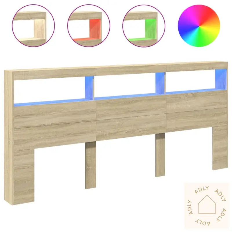 Hodegavl Skap Med Led Sonoma Eik 220X17X102 Cm