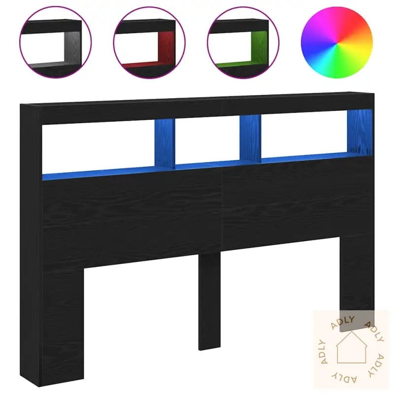 Hodegavl Skap Med Led Svart Eik 160X17X102 Cm