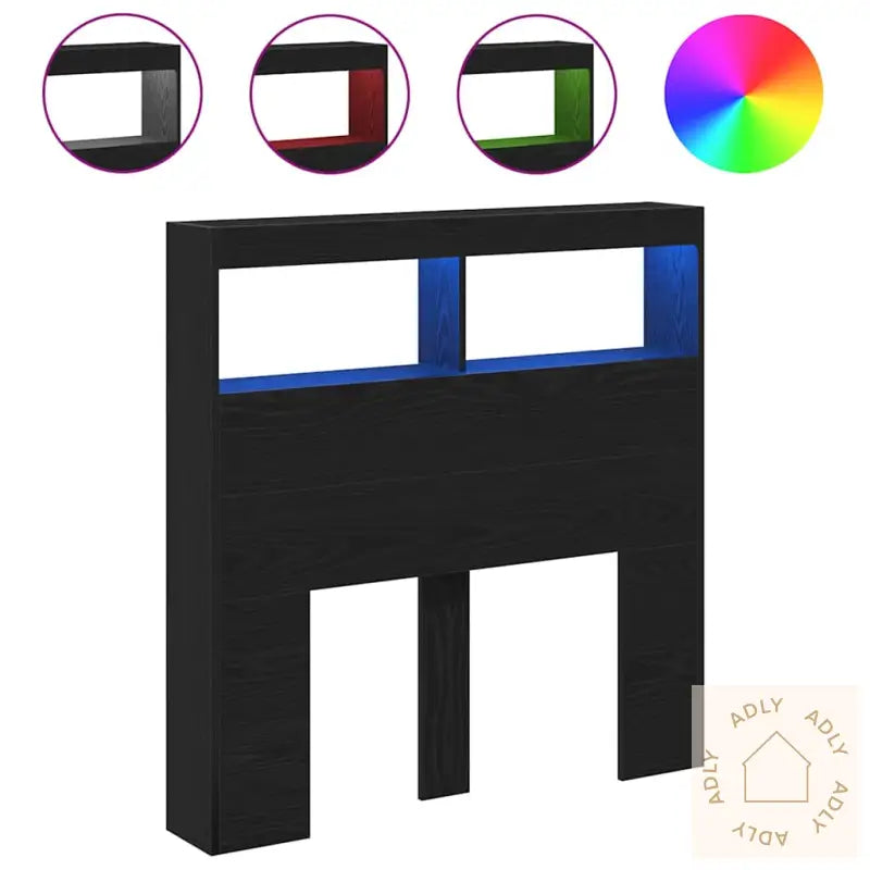 Hodegavl Skap Med Led Svart Eik 100X17X102 Cm