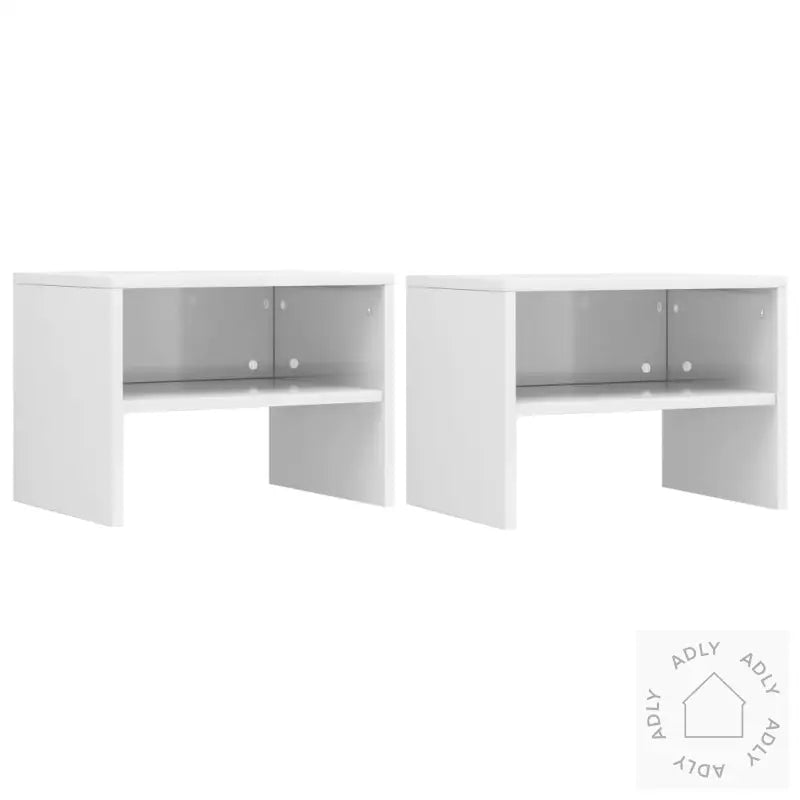 Nattbord 2 Stk Høyglans Hvit 40X30X30 Cm Konstruert Tre