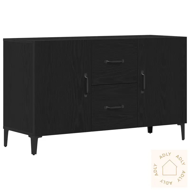 Sort Eik Sidebord - 100 X 36 X 60 Cm - Laget Av Konstruert Tre