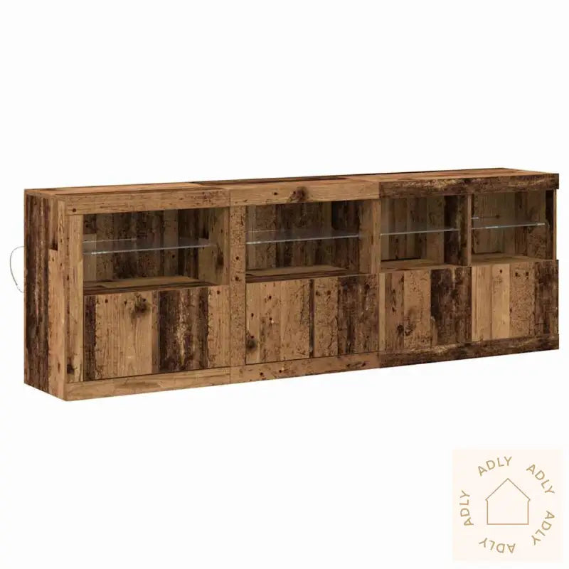 Sideboard Med Led-Lamper Slitt Tre 202X37X67 Cm Laget Tre
