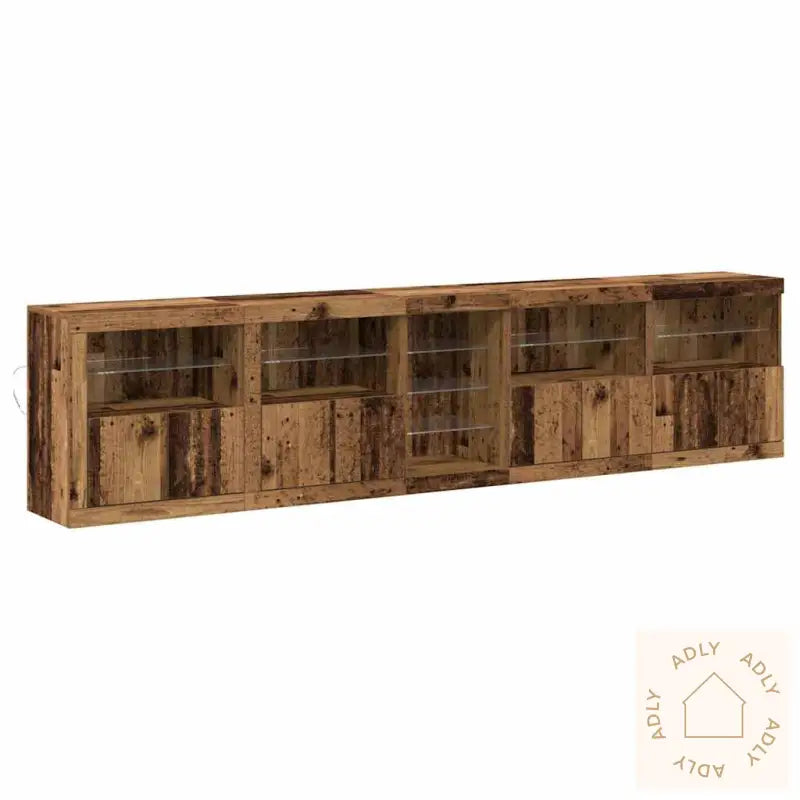 Sideboard Med Led Lys Gammelt Tre 283X37X67 Cm Ingeniørtre