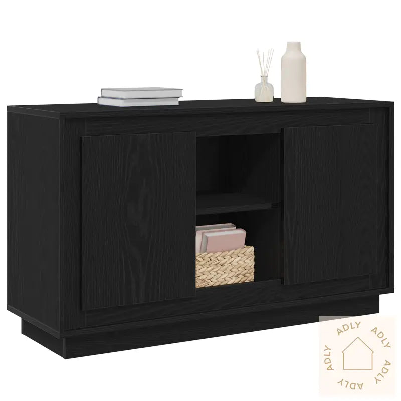Sideboard Svart Eik 102X35X60 Cm Konstruert Tre