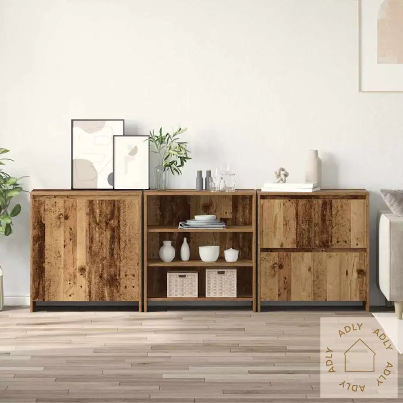 Skap Med Hylle Annet 3 Pcs Gammelt Tre 70 X 41 X 75 Cm Konstruert Tre