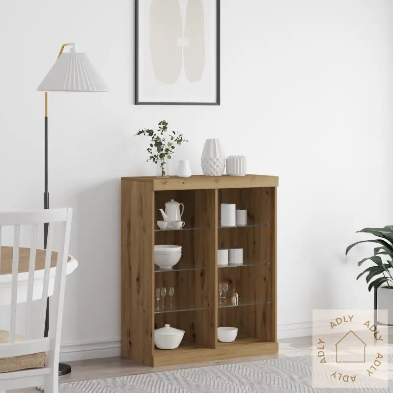 Sideboard Med Led Lys Artisan Eik 41X37X100 Cm