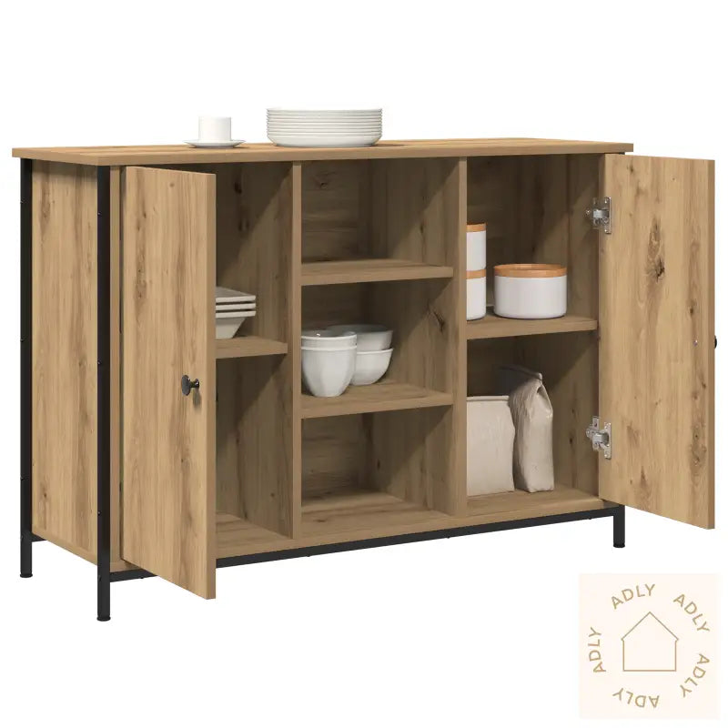 Sideboard Artisan Eik 100X35X70 Cm Konstruert Tre Og Stål
