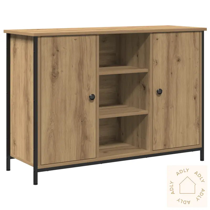 Sideboard Artisan Eik 100X35X70 Cm Konstruert Tre Og Stål