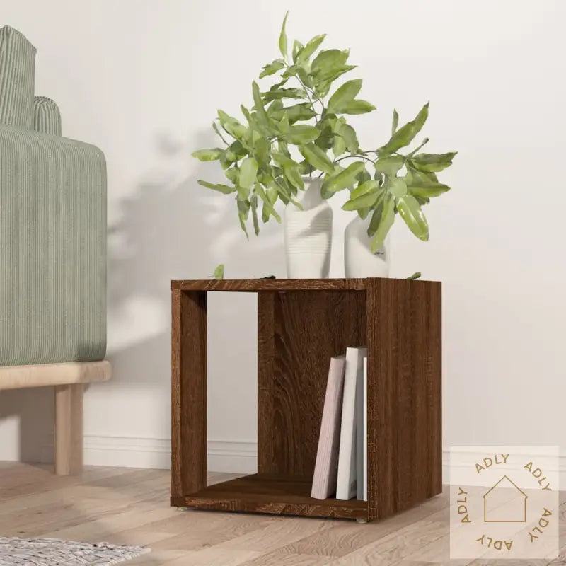 Sidebord Brun Eik 33X33X34,5 Cm Konstruert Tre
