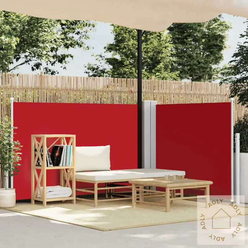 Uttrekkbar Sidemarkise 100X600 Cm Rød