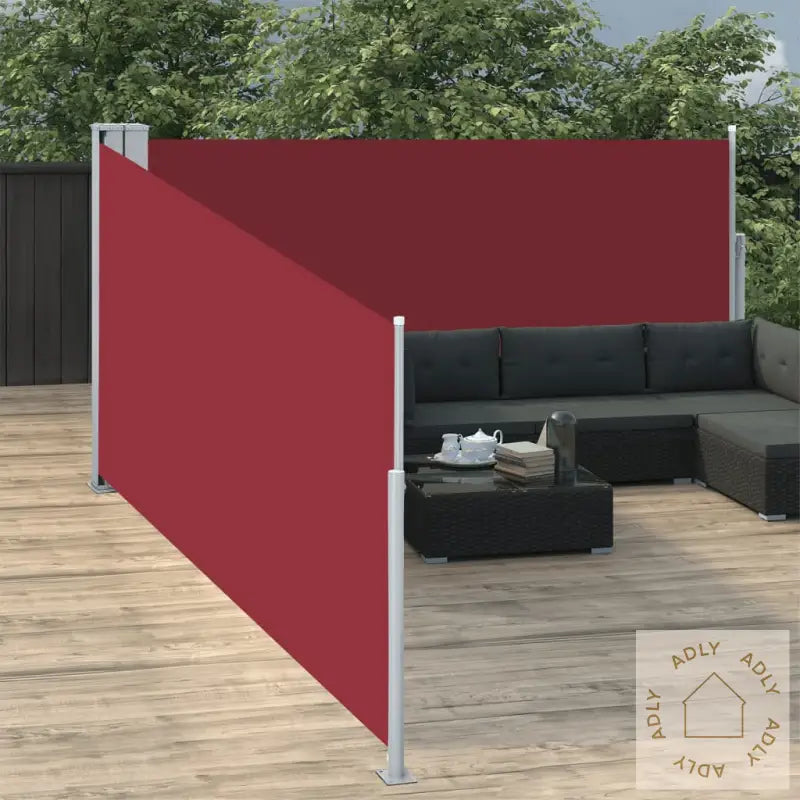 Uttrekkbar Sidemarkise 100X1000 Cm Rød