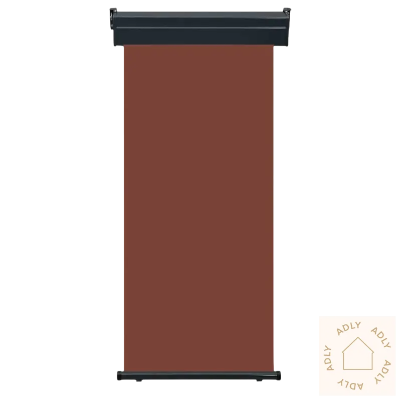 Brun retractable markise med slitesterk polyester og bred kassett for nederste trekantringene