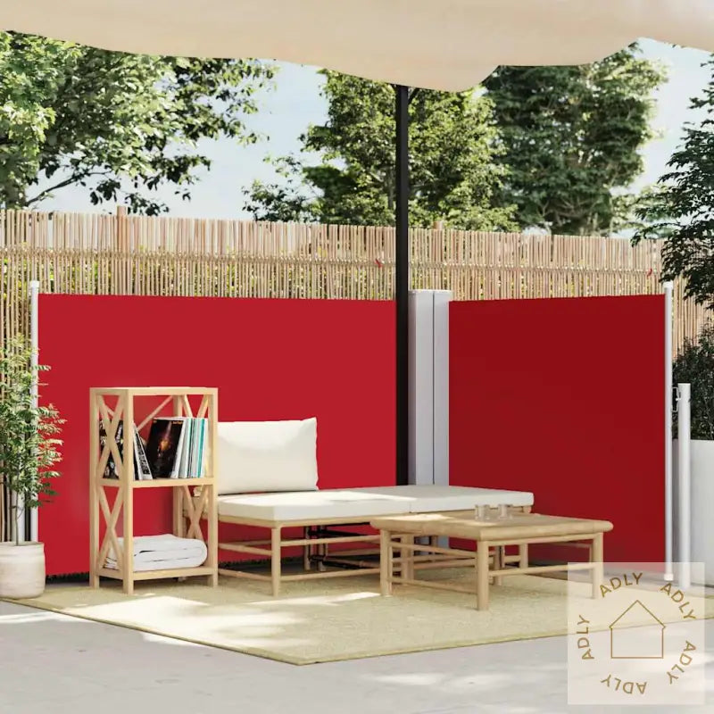 Uttrekkbar Sidemarkise 120X600 Cm Rød
